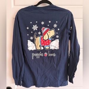 Puppie Love Kids Long Sleeve Shirt - Navy Blue